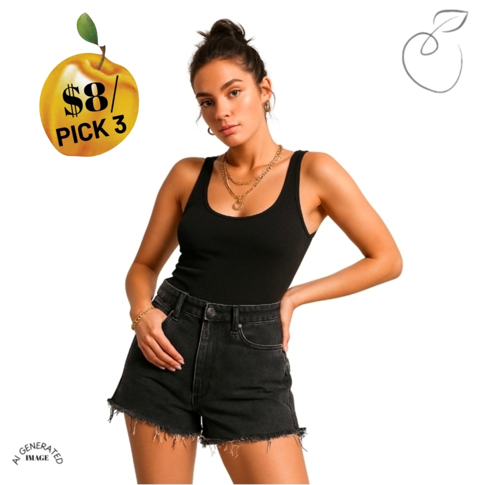 UNIVERSAL THREAD HIGH-RISE SHORTIE SHORTS BLACK SZ 141